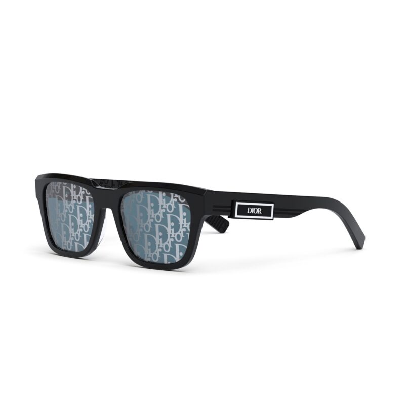 Dior Men's DIORB23 S1I Shiny Black/Blue Mirrored Sunglasses Dior Men's DIORB23 S1I Shiny Black/Blue Mirrored Sunglasses