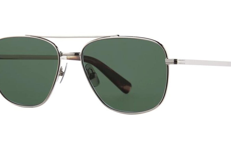 Garrett Leight Men's EL CAPITAN SUN Silver-Douglas Fir/Semi-Flat Emerald Polar Sunglasses Garrett Leight Men's EL CAPITAN SUN Silver-Douglas Fir/Semi-Flat Emerald Polar Sunglasses