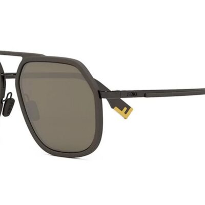 Fendi Men's FE40041U Brown Rubber Coated Metal/Brown Sunglasses