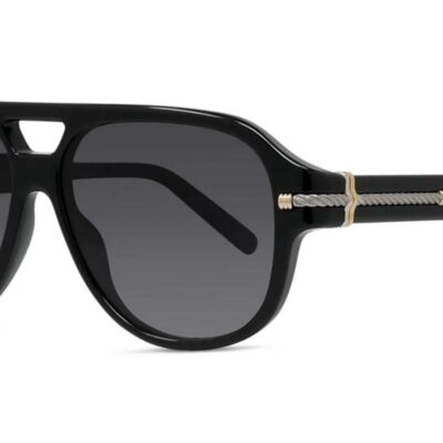 Fred Men's FG40098I Shiny Black/Smoke Polarized Sunglasses