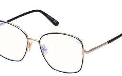Tom Ford Women's FT5685-B BLUE BLOCK Shiny Black/Blue Filter Eyeglasses