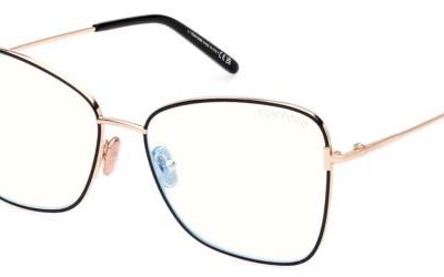 Tom Ford Women's FT5906-B BLUE BLOCK Shiny Black Eyeglasses
