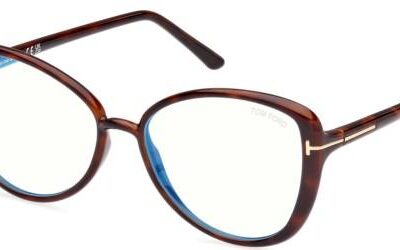 Tom Ford Women's FT5907-B BLUE BLOCK Dark Havana Eyeglasses