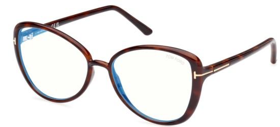 Tom Ford Women's FT5907-B BLUE BLOCK Dark Havana Eyeglasses Tom Ford Women's FT5907-B BLUE BLOCK Dark Havana Eyeglasses