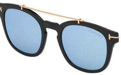 Tom Ford Men's FT 5532-B BLUE BLOCK Shiny Black/Light Blue Clip-On Only Eyeglasses
