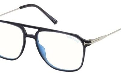 Tom Ford Men's FT 5665-B BLUE BLOCK Dark Grey Eyeglasses