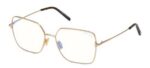Tom Ford Women's FT 5739-B BLUE BLOCK Shiny Rose Gold/Blue Filter Eyeglasses
