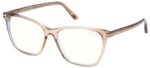 Tom Ford Women's FT 5762-B BLUE BLOCK Shiny Light Beige/Blue Filter Eyeglasses