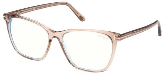 Tom Ford Women's FT 5762-B BLUE BLOCK Shiny Light Beige/Blue Filter Eyeglasses Tom Ford Women's FT 5762-B BLUE BLOCK Shiny Light Beige/Blue Filter Eyeglasses