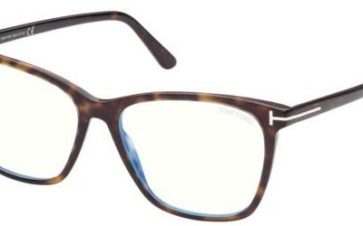 Tom Ford Women's FT 5762-B BLUE BLOCK Dark Havana/Blue Filter Eyeglasses