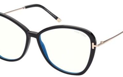 Tom Ford Women's FT 5769-B BLUE BLOCK Shiny Black/Blue Filter Eyeglasses