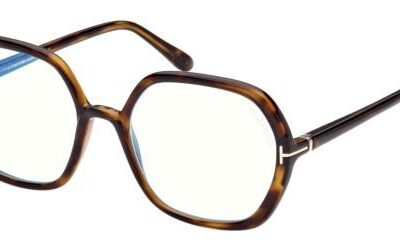 Tom Ford Women's FT 5814-B BLUE BLOCK Dark Havana Eyeglasses