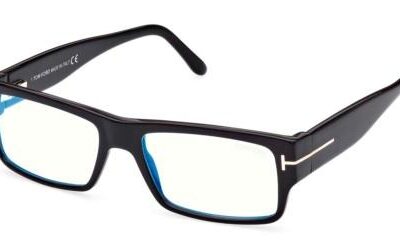 Tom Ford Men's FT 5835-B BLUE BLOCK Shiny Black Eyeglasses