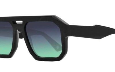 Ophy Men's GEHRY Shiny Black/Green Blue Shaded Sunglasses