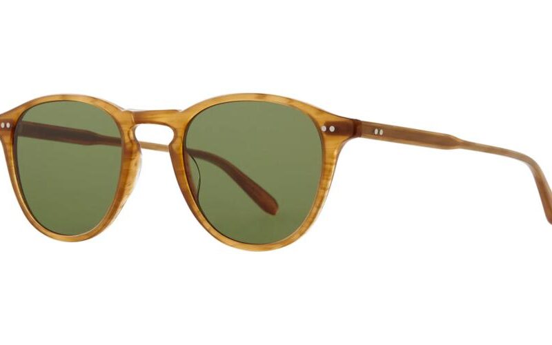 Garrett Leight Men's HAMPTON SUN Butterscotch/Semi-Flat Pure Green Sunglasses