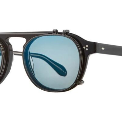 Garrett Leight Men's HARDING II CLIP Gunmetal/Sky Mirror Eyeglasses
