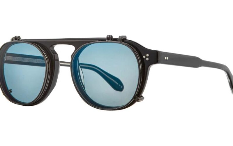 Garrett Leight Men's HARDING II CLIP Gunmetal/Sky Mirror Eyeglasses