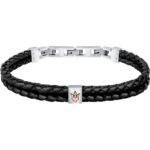 Maserati Jewels Recycled Leather And Stainless Steel Bracelet JM422AVE13 For Men