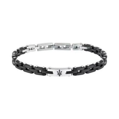 Maserati Jewels Grey And Silver Tone Stainless Steel Bracelet JM425ATZ64 For Men