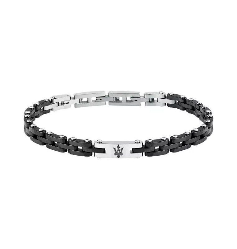 Maserati Jewels Grey And Silver Tone Stainless Steel Bracelet JM425ATZ64 For Men