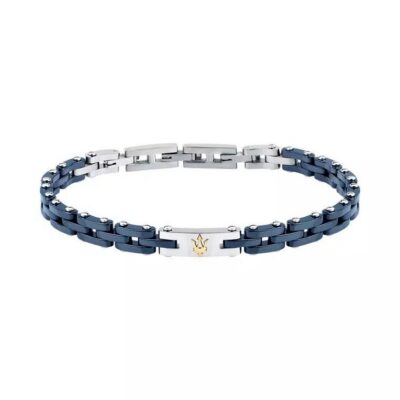 Maserati Jewels Blue And Silver Tone Stainless Steel Bracelet JM425ATZ65 For Men