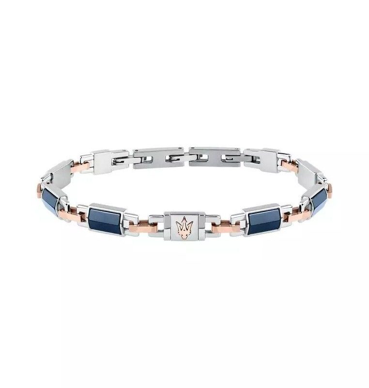 Maserati Jewels Blue, Gold Tone And Silver Tone Stainless Steel Bracelet JM425ATZ67 For Men