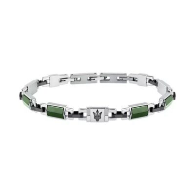 Maserati Jewels Green, Gold Tone And Silver Tone Stainless Steel Bracelet JM425ATZ68 For Men