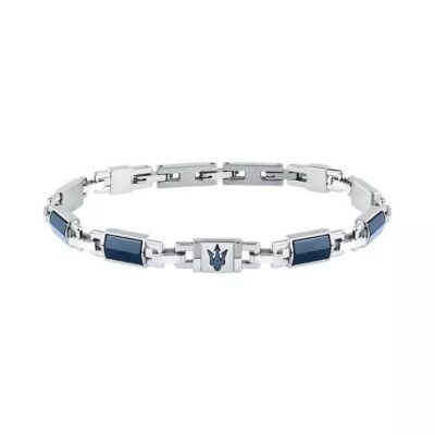 Maserati Ceramic Blue And Silver Tone Stainless Steel Bracelet JM425ATZ70 For Men