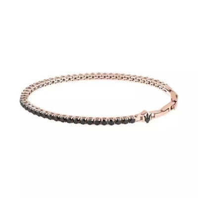 Maserati Tennis Rose Gold Tone Stainless Steel With Black Zircons Bracelet JM425AVC07 For Men