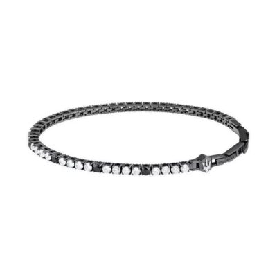 Maserati Tennis Grey Stainless Steel With White Zircons Bracelet JM425AVC09 For Men
