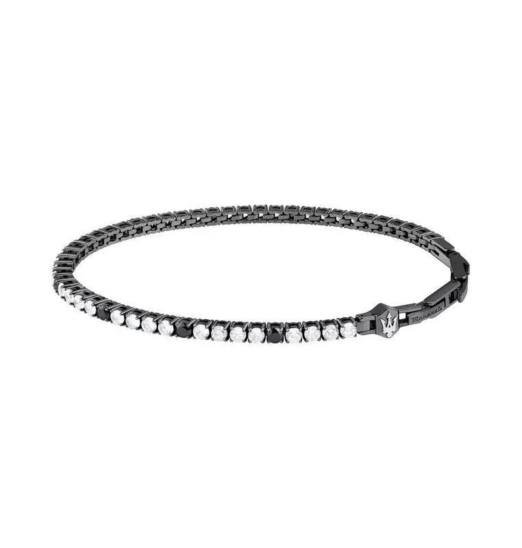 Maserati Tennis Grey Stainless Steel With White Zircons Bracelet JM425AVC09 For Men