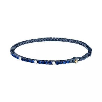 Maserati Jewels Blue Stainless Steel With White And Blue Zircons Bracelet JM425AVC10 For Men