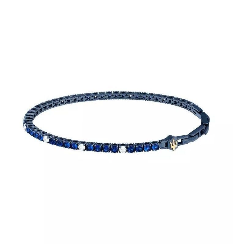 Maserati Jewels Blue Stainless Steel With White And Blue Zircons Bracelet JM425AVC10 For Men