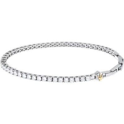 Maserati Tennis Silver Stainless Steel With White Zircons Bracelet JM425AVC12 For Men