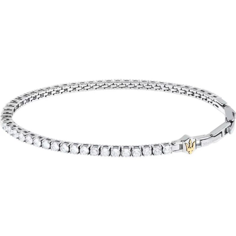 Maserati Tennis Silver Stainless Steel With White Zircons Bracelet JM425AVC12 For Men