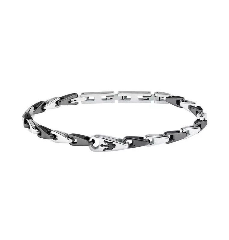 Maserati Jewels Grey And Silver Tone Stainless Steel Bracelet JM425AVD100 For Men