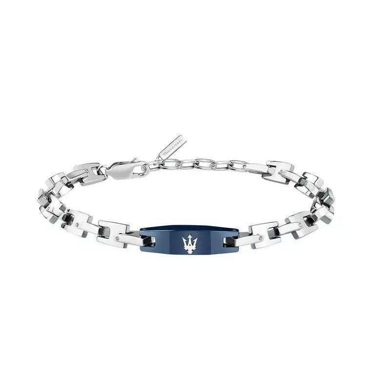 Maserati Jewels Blue And Silver Tone Stainless Steel Bracelet JM425AVD105 For Men