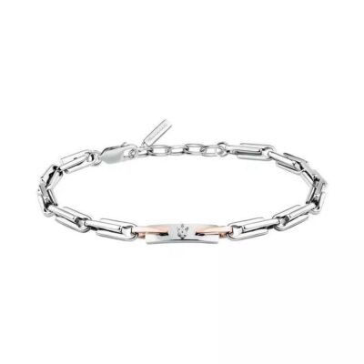 Maserati Jewels Silver Tone Stainless Steel Bracelet JM425AVD107 For Men