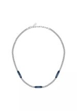 Maserati Jewels Blue And Silver Tone Stainless Steel Necklace JM425AVD109 For Men