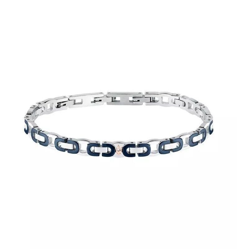 Maserati Jewels Blue And Silver Tone Stainless Steel Bracelet JM425AVD96 For Men