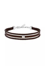 Maserati Jewels Silver Stainless Steel With Brown Recycled Leather Bracelet JM525AVE33 For Men
