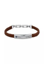 Maserati Jewels Silver Stainless Steel With Brown Recycled Leather Bracelet JM525AVE37 For Men