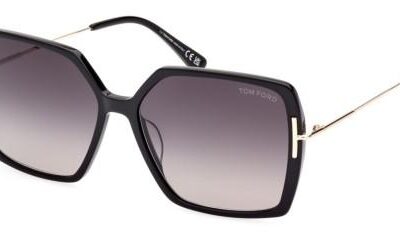 Tom Ford Women's JOANNA FT 1039 Shiny Black/Dark Grey Shaded Sunglasses