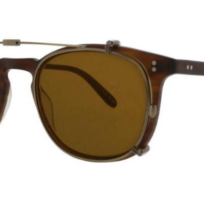 Garrett Leight Men's KINNEY CLIP Clip On - Brushed Gold/Brown Eyeglasses