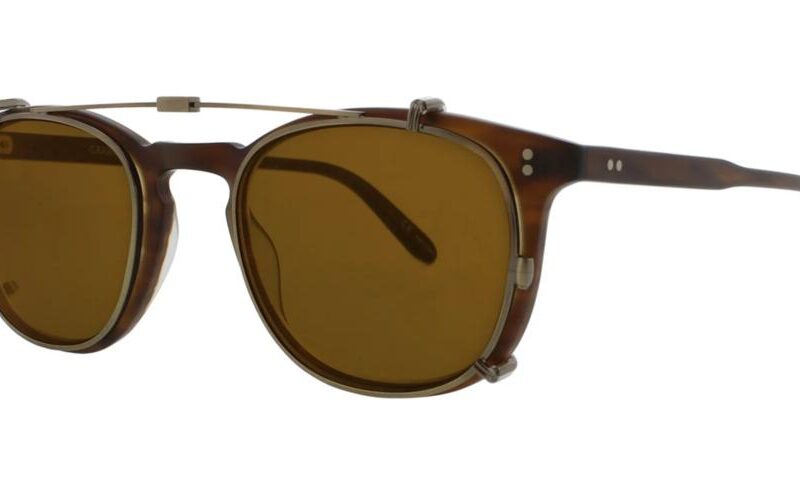 Garrett Leight Men's KINNEY CLIP Clip On - Brushed Gold/Brown Eyeglasses