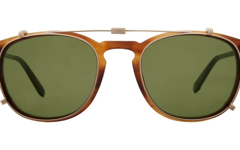 Garrett Leight Unisex KINNEY CLIP Clip On - Gold/Green Eyeglasses