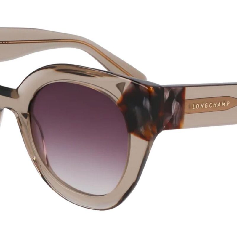 Longchamp Women's LO750S N Transparent Olive Havana/ Grey Shaded Sunglasses