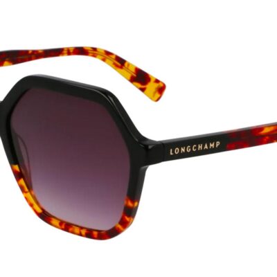 Longchamp Women's LO760S N Black Havana/Purple Grey Shaded Sunglasses