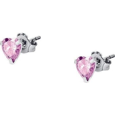 La Petite Story Silver Earrings With Pink Zircons LPS01AWV28 For Women
