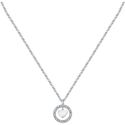 La Petite Story Steel Hoop Necklace With Clear Crystal LPS10ASD17 For Women